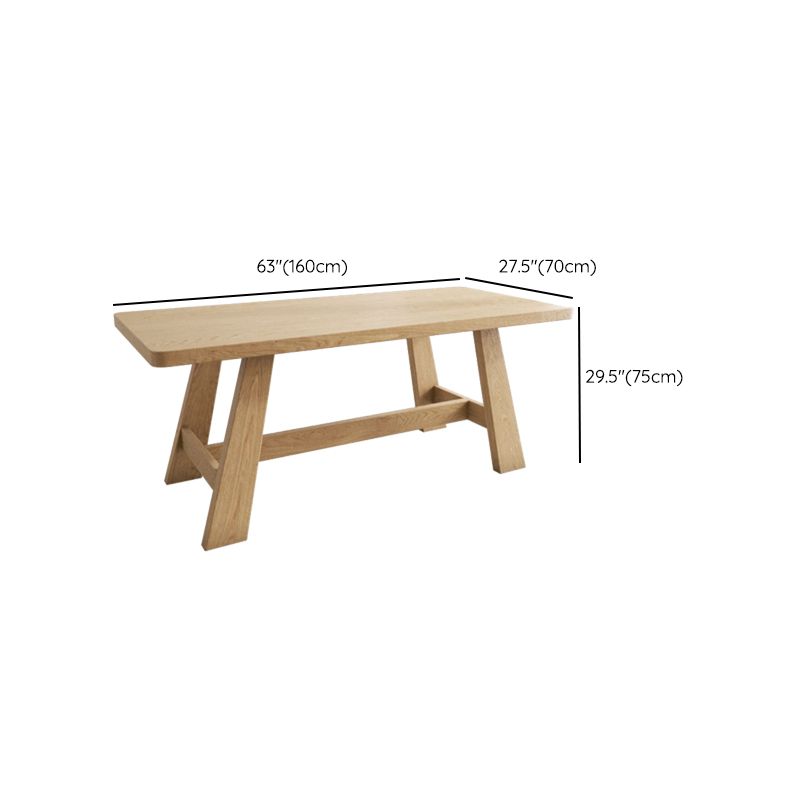 Modern Rectangle Dining Table Solid Wood Dining Table with Trestle Bas