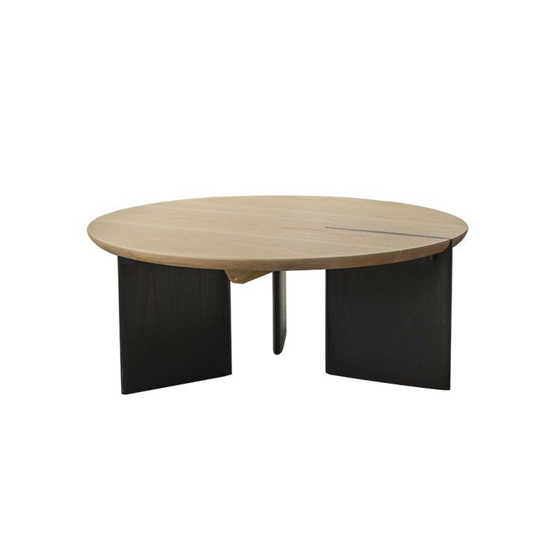Contemporary Style Coffee Table Solid Wood Round Cocktail Table