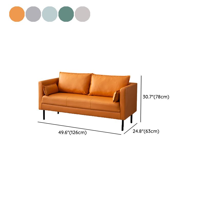 Faux Leather Loose Back Sofa Square Arm Single Cushion Loveseat