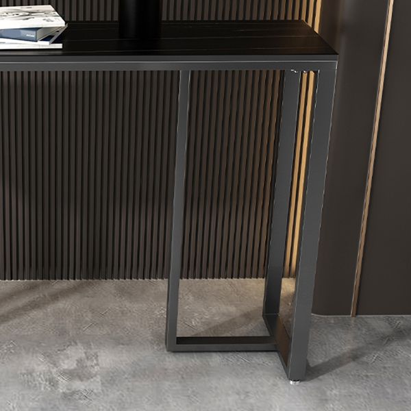 Modern Accent Table with Stone Top and Black Frame Base Console