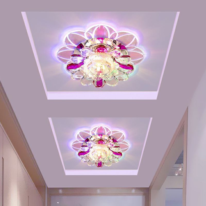 Effacer Floral Forme LED Flush Mount Light Simplicité Crystal Flush Mount Ceiling Light