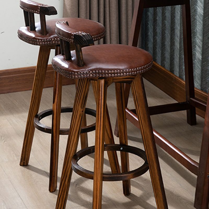 Tradition Armless Backrest Counter Stool Wood Household Bar Stool with Pedal