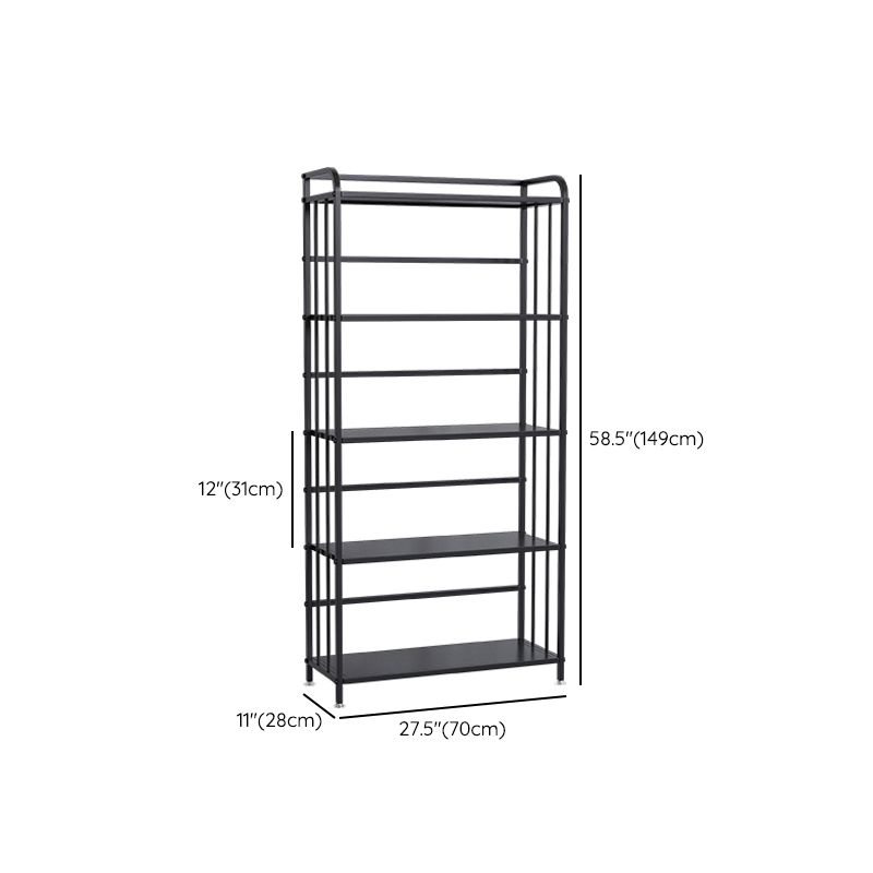 Contemporary Metal Bookshelf Black Etagere Shelf Bookcase for Study Room