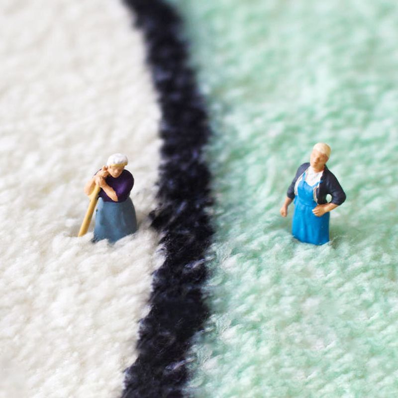 Beige Modern Rug Polyester Striped Rug Non-Slip Backing Rug for Living Room