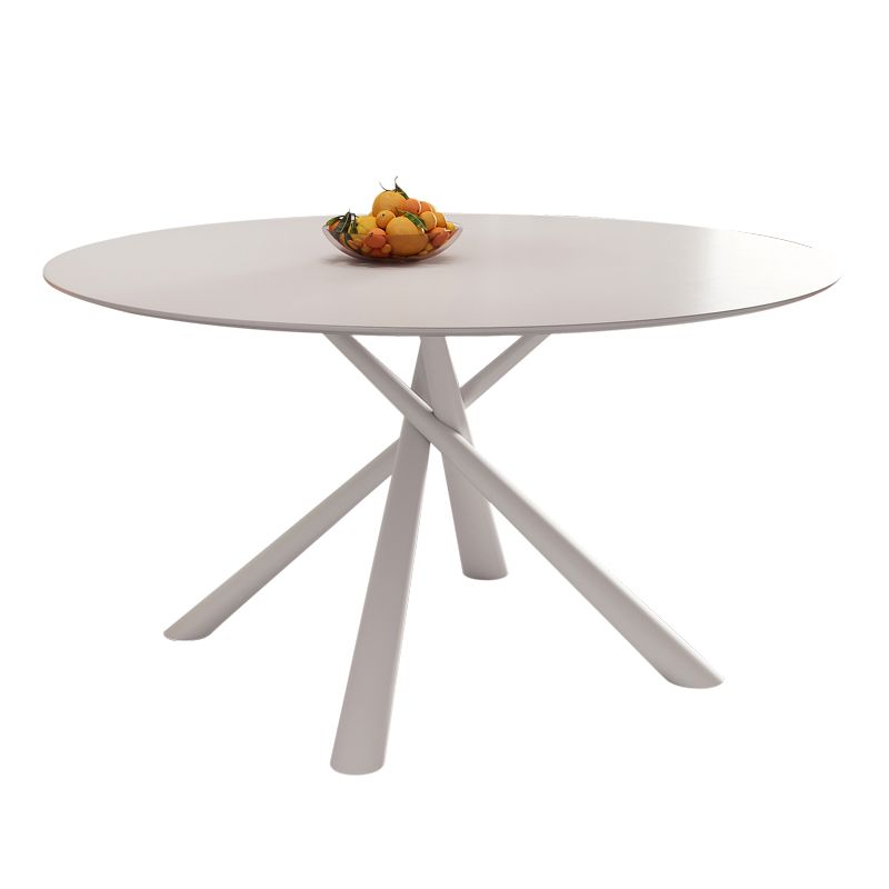 Living Room Round Stone Top Dining Table Contemporary White Base Dining Table