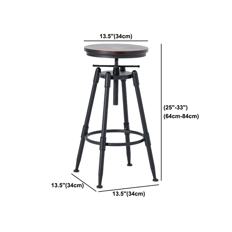 Black Industrial Round Counter Stool Metal Adjustable Height Bar Stool with Swivel