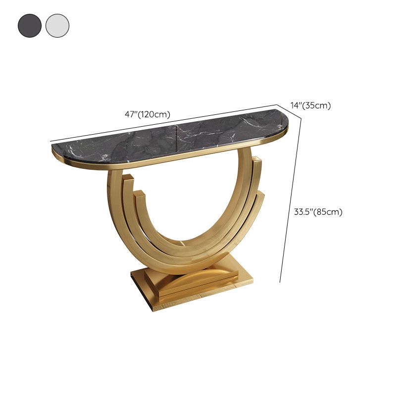 Glam Golden Console Table Marble Stain Resistant Console Sofa Table for Hall