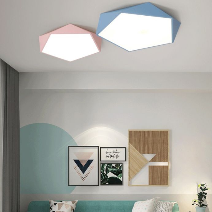 Acrylic Macaron LED Flush Mount Ceiling Light in Modern Singularity Wrought Iron Geometric Ceiling Fixture for Bedroom