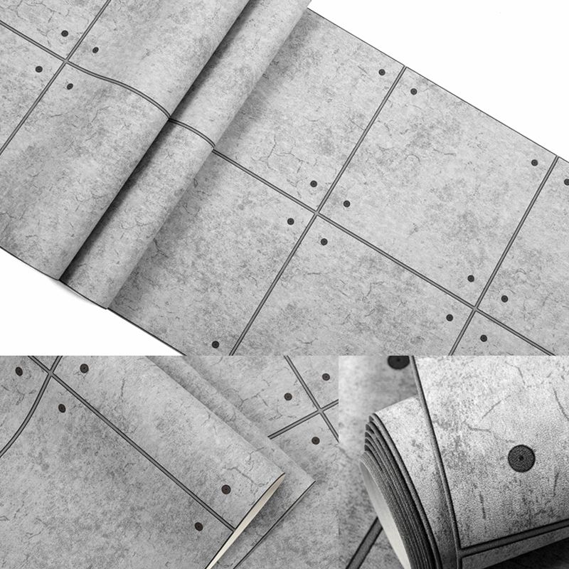 Stain-Resistant Check Wallpaper Vinyl Industrial Style Wall Covering for Restaurant