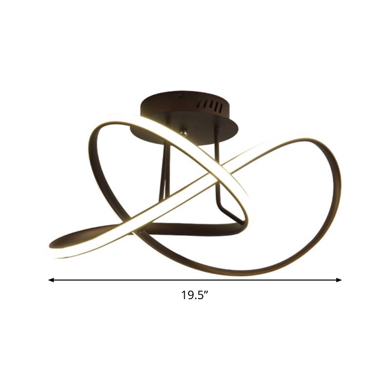 19.5 "/23.5" W Twist Plafond Gemonteerde Armatuur Moderne Acryl LED Wit/Koffie Semi Flush Mount Verlichting in Warm/Wit Licht