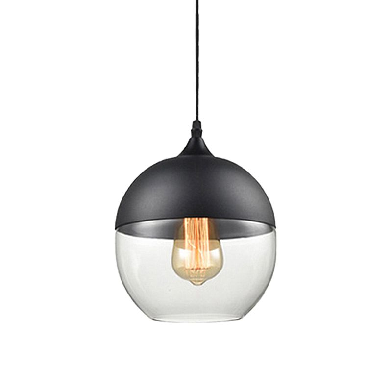 5 "/ 7" / 8 "de large tambour / cylindre / pot transparent en verre transparent pendant moderne 1 clair de suspension blanche / noir clair