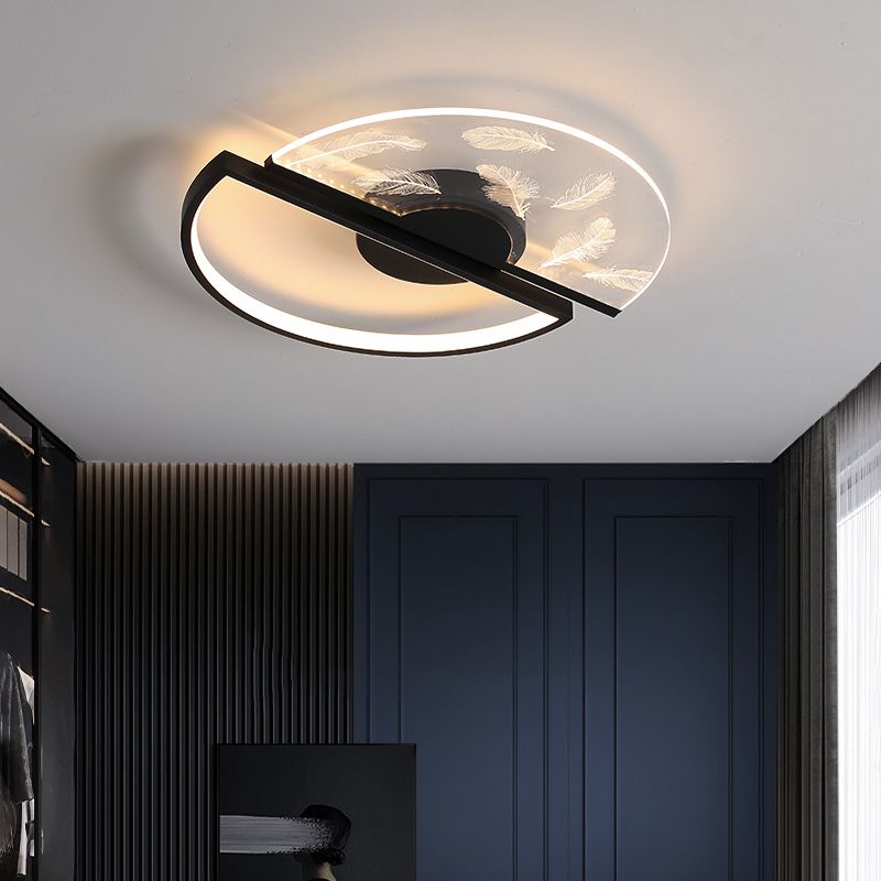 Lámpara de techo LED con diseño de plumas, luz de montaje empotrada moderna, para dormitorio y sala de estar