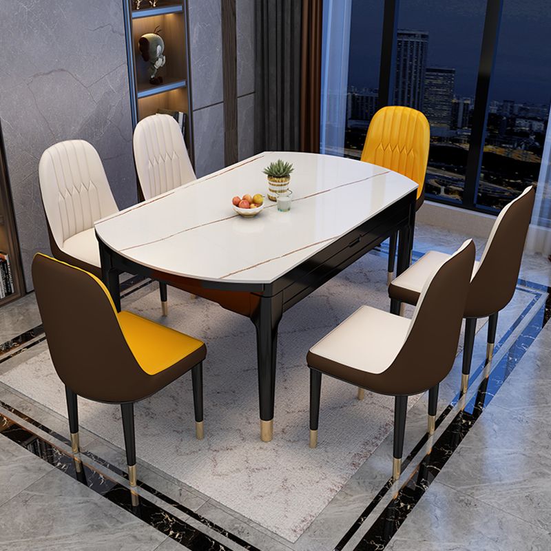 Hedendaagse gesinterde stenen standaardtafel drop-blad ronde eettafel voor keuken
