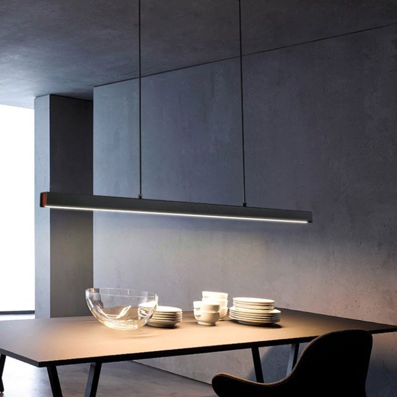 Metal Linear Shade Island Pendant Modern Style 1 Light Island Lighting for Living Room