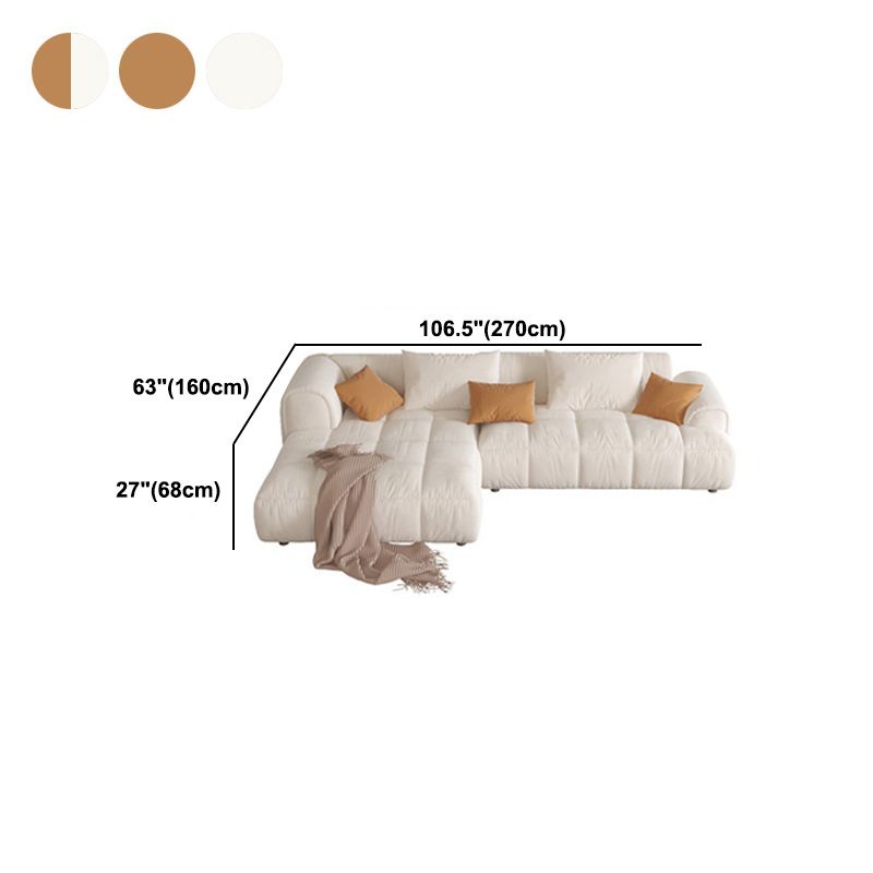 L-Shape Velvet Sectional with Recessed Arm and Pillow Back for Apartment