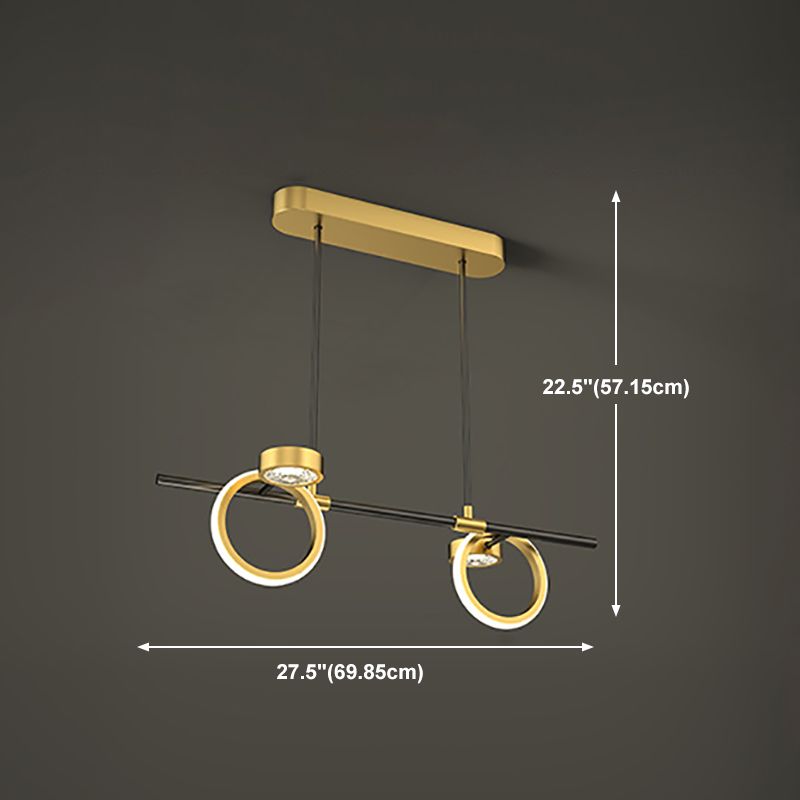 Gold Loops Island Light Postmodern LED Crystal Suspension Light for Dining Room