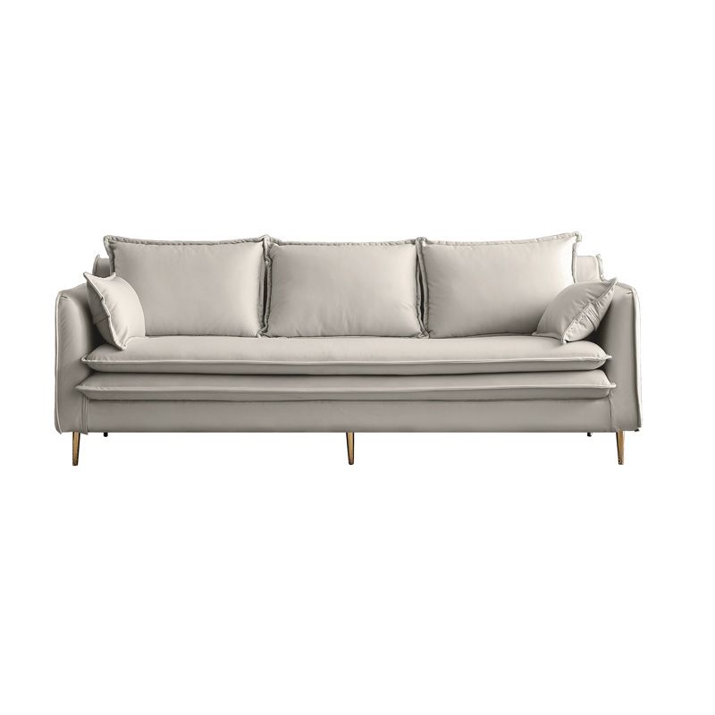Tuxedo Arm Contemporary Cotton Blend/Faux Leather /Velvet Sofa Couch