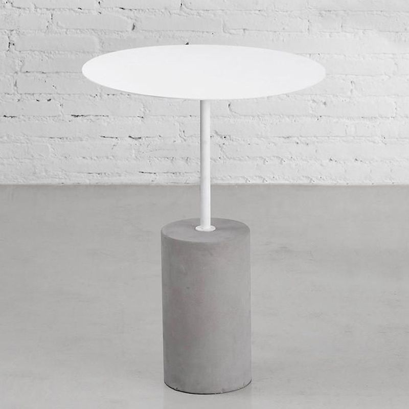 Side Table Metal Pedestal Round Mid-Century Living Room End Table