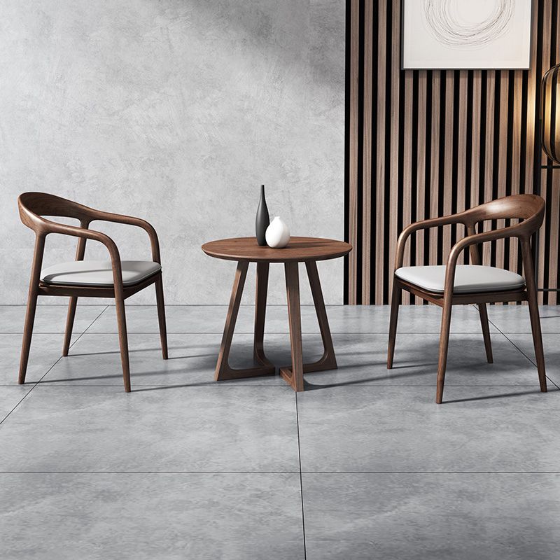 25.6" Tall Scandinavian Sofa Side Accent Table Wooden Round Side End Table