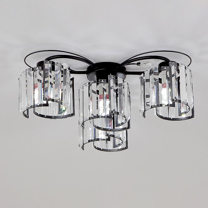 Flower Bedroom Flush Massimale Light Crystal Contemporary Flush Light Fixture in Nero