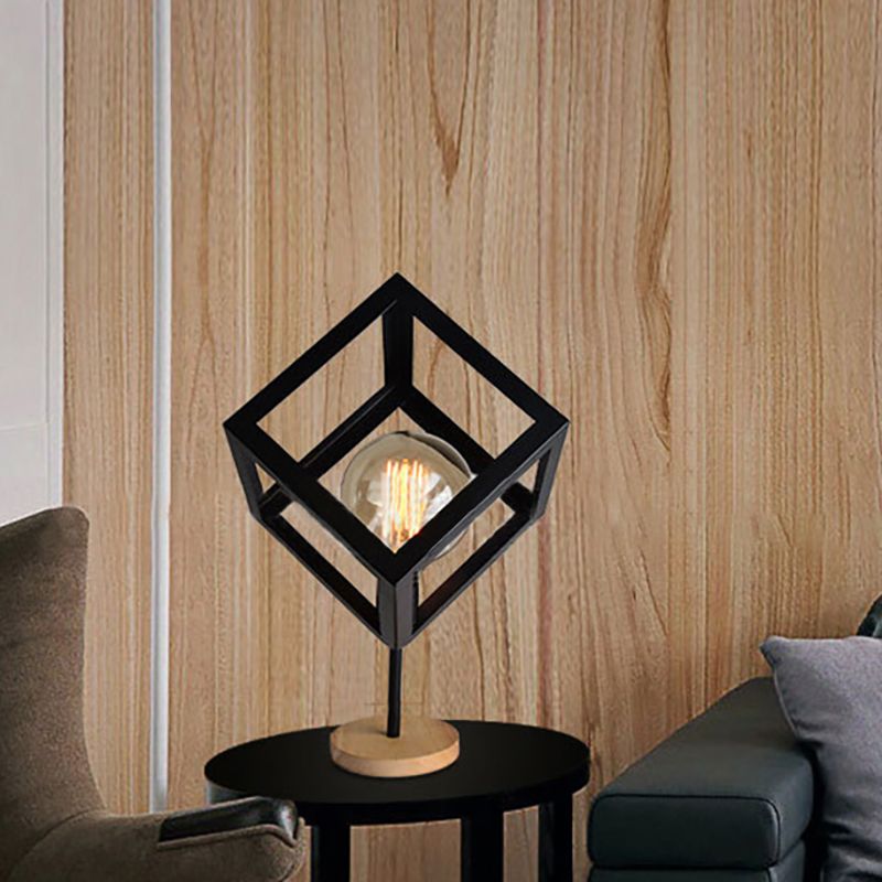 1 Leichttischlampe Industriestil Rahmen quadratisch metallischem Tisch Licht in Schwarz/Weiß für Wohnzimmer