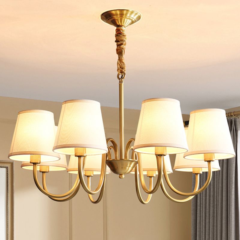 Gold Copper Pendant Light in Traditional Classic Style Flax Sputnik Hanging Light for Living Room