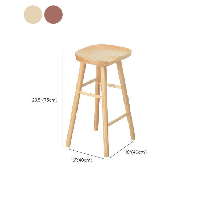Contemporary Solid Wood Counter Stool Saddle Seat Bar Stool for Living Room