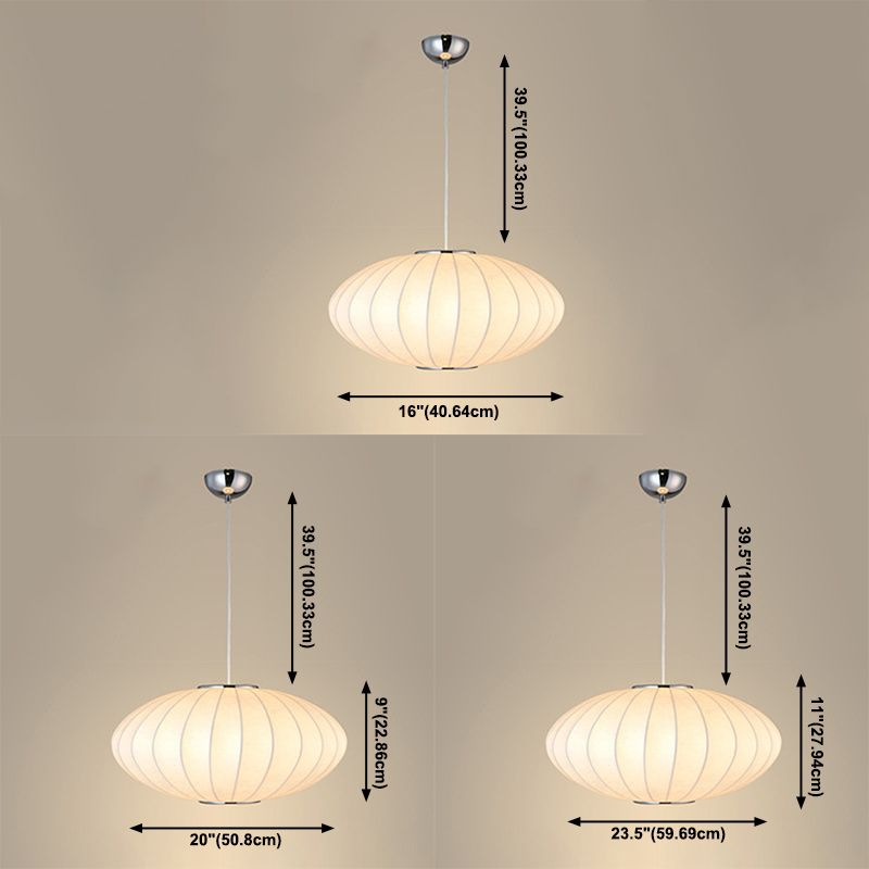 Pendante intérieure minimaliste, éclairage pendentif à 1 lumière en soie blanche pour restaurant