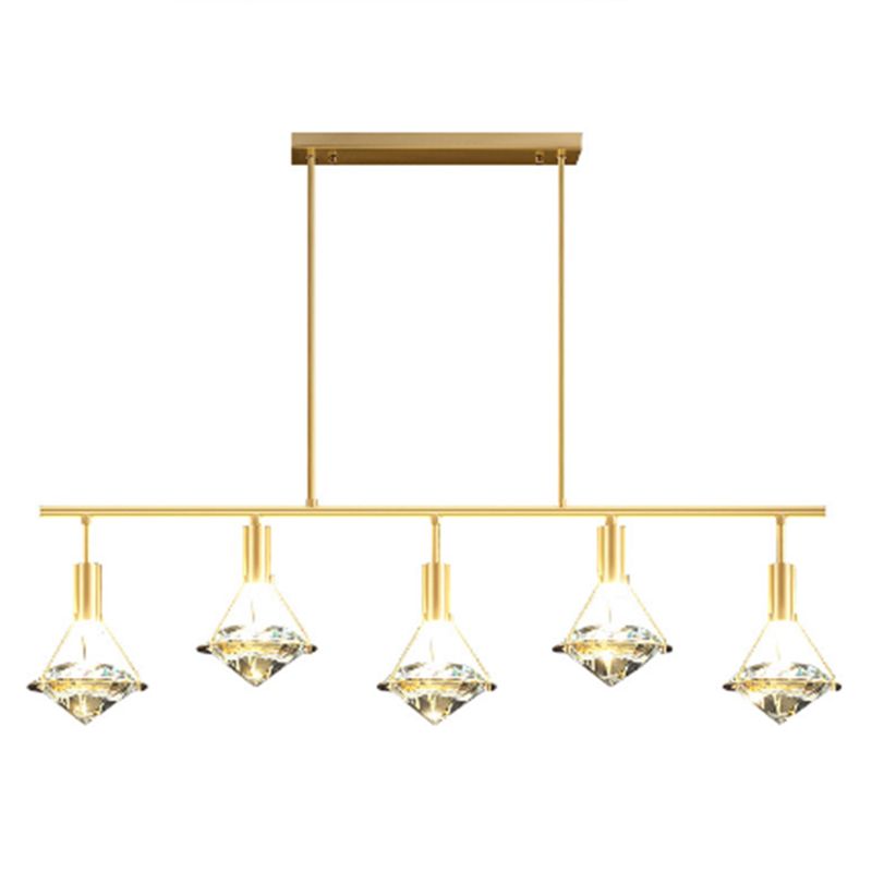 5 Light Cone Island Light Fixture Modern Pendant Lighting Crystal Island Lights in Gold