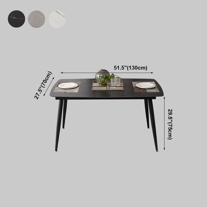 Industrialstil Sintered Stone Tisch schwarz 4 Beine Basis Rechtecktisch für Zuhause