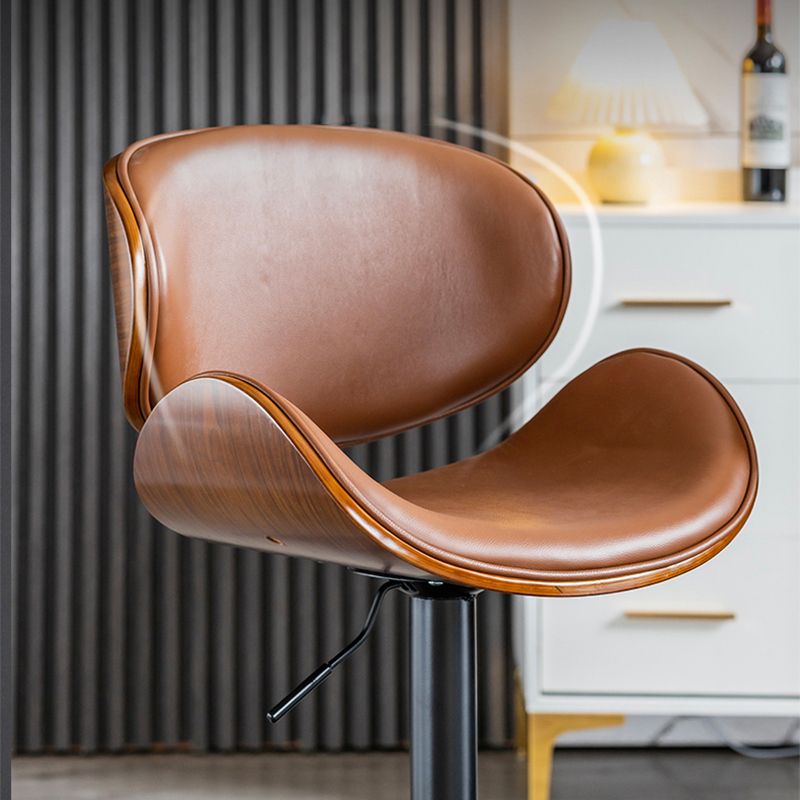 Tabourets de comptoir pivotants à hauteur réglable scandinave Tabourets de bar en cuir et bois (1 pièce)