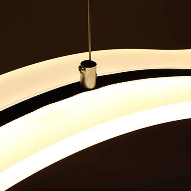 Linear Shape Pendant Light Modern Style Acrylic 1 Lights Island Lamps in White