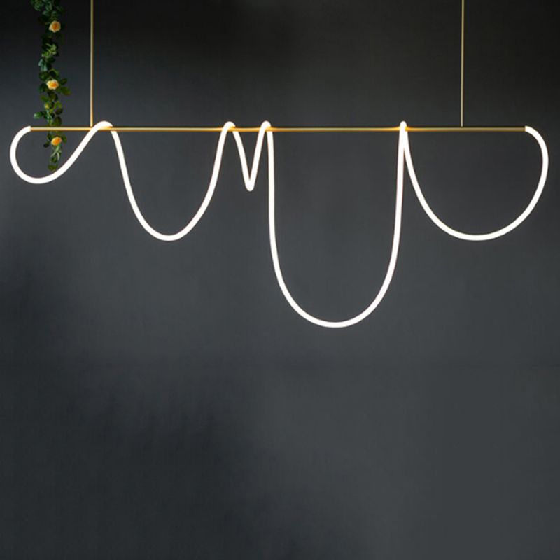 Nordic Modern Island Lighting Linear Gold 1-Light Pendant Lights for Living Room