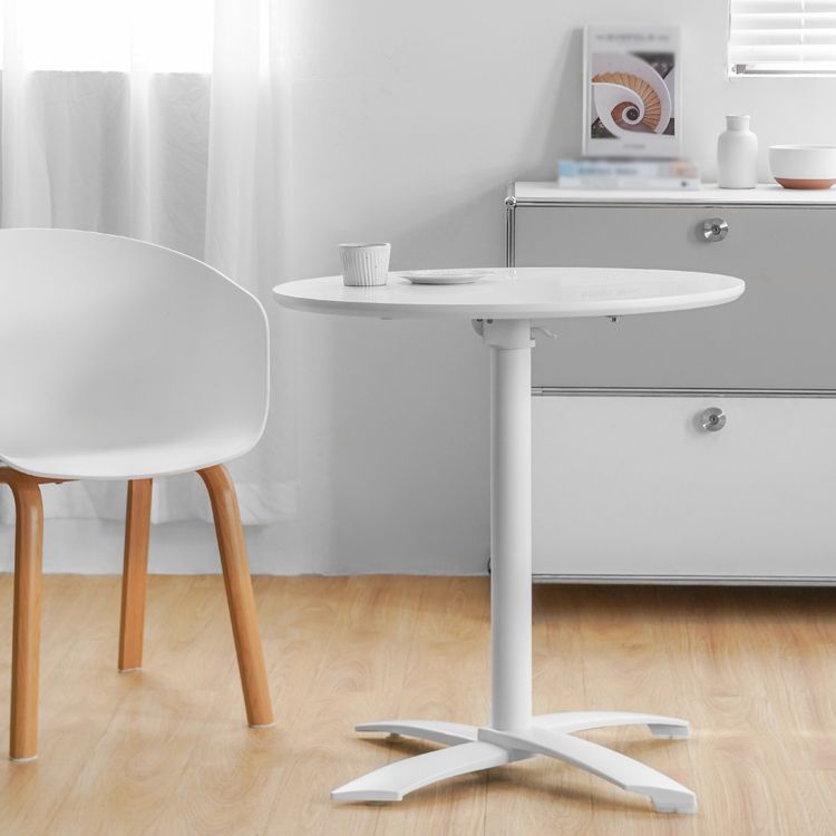 Metal Contemporary Round Dining Table Wood Top Dining Table with Pedestal Base