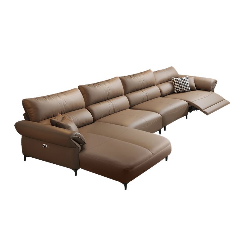 Pillow Top Arm Power - Push Button Scratch Resistant Genuine Leather Sofa