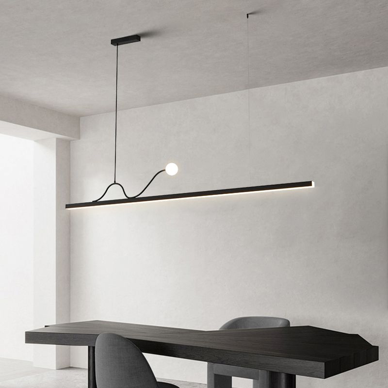 Black LED Island Light Modern Style Island Hanging Lamp with Acrylic Shade for Dining Room
