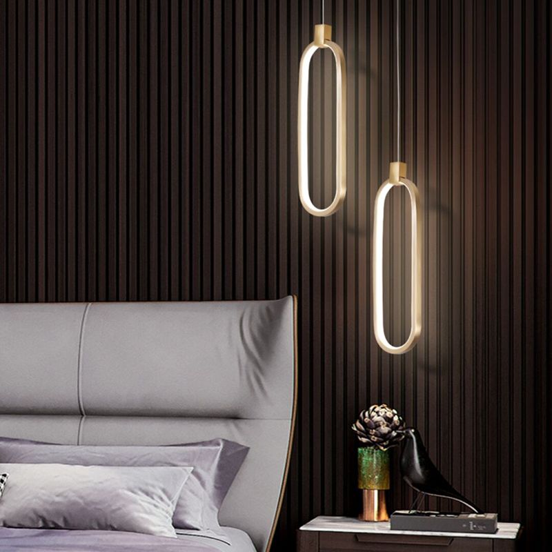 Gold linéaire suspendu luminaire simplicité LED PENDANT METAL LEAU POUR CHAMBRE