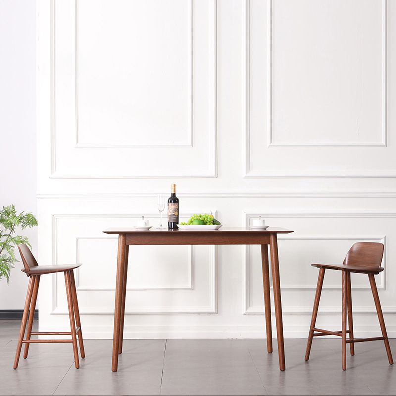 Modern Low Back Barstool Wooden Counter Bar Stool with Wood Legs