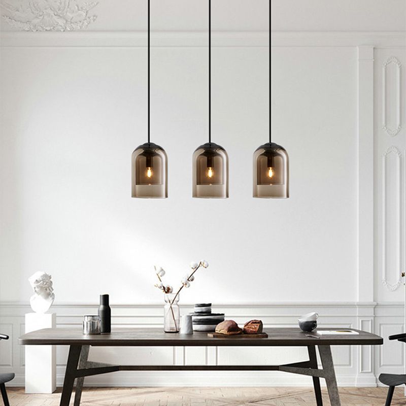 Luz de techo colgante de dormitorio kit de lámpara colgante de estilo ámbar moderno con tono de vidrio de campana