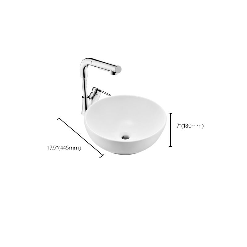 White Porcelain Bathroom Sink with Overflow Vessel Bathroom Sink