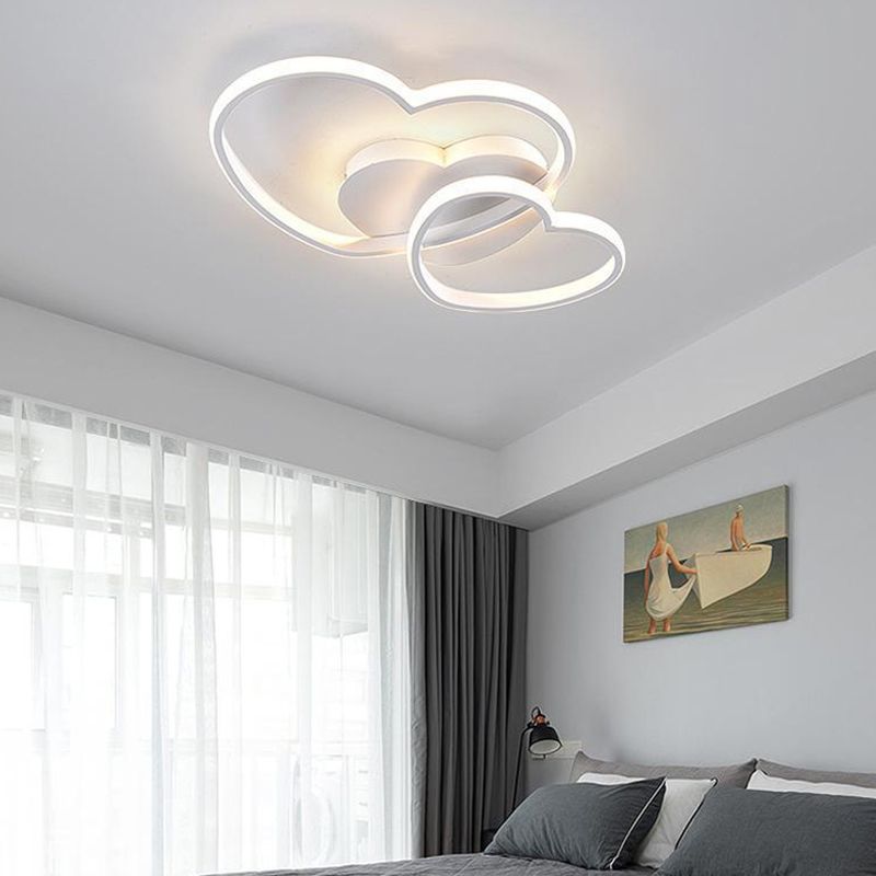 Dubbele hartvormige plafondlamp Romantisch minimalistisch metalen slaapkamer inbouw led-licht