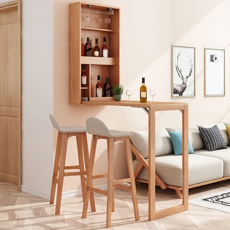 Solid Wood Bar Table Folding Dining Table for Kitchen Living Room