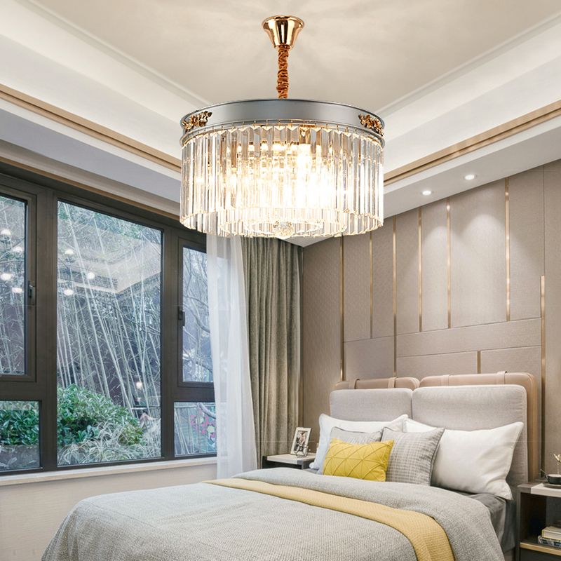 Moderne Drum Kronleuchter Leuchte rechteckige Kristall 3/4 Leuchten Esszimmer Hängende Licht, 16 "/19,5" breit