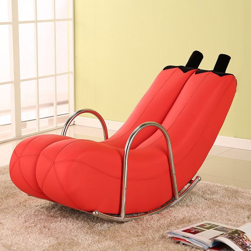 Contemporary Rocker Chair Fabric With Gray Frame Rocking Accent Chair