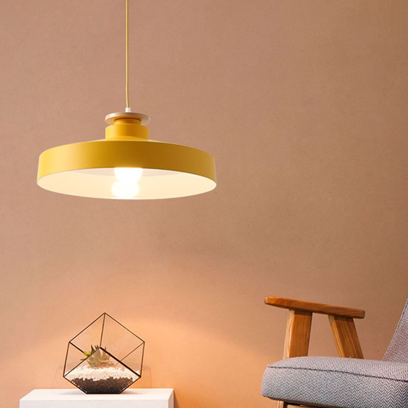Oignon / bol / chambre à coucher effilée suspension suspension en aluminium 1-Light Macaron Style Lampe en rose / jaune / bleu