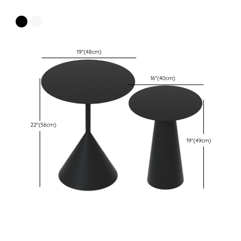 Pedestal Black/White Coffee Table Metal Minimalist Cocktail Table