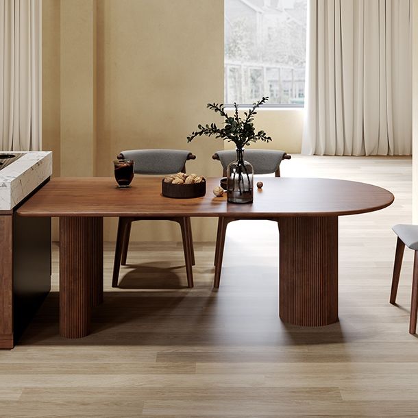 Mesa de comedor contemporánea mesa de madera maciza con 3 patas para cenar