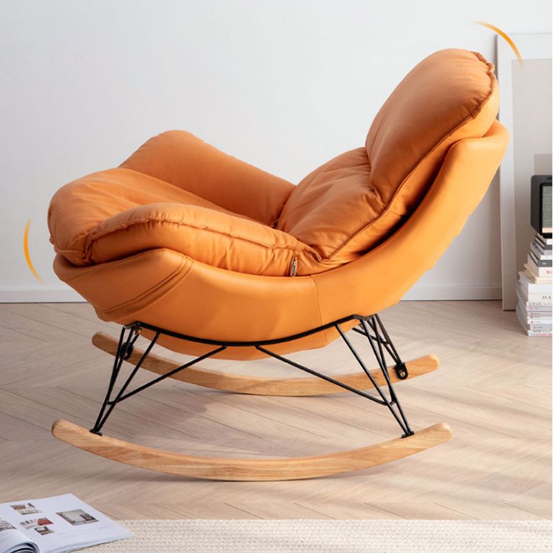Modern Rocker Chair Upholstered with Dark legs Glider for Living Room