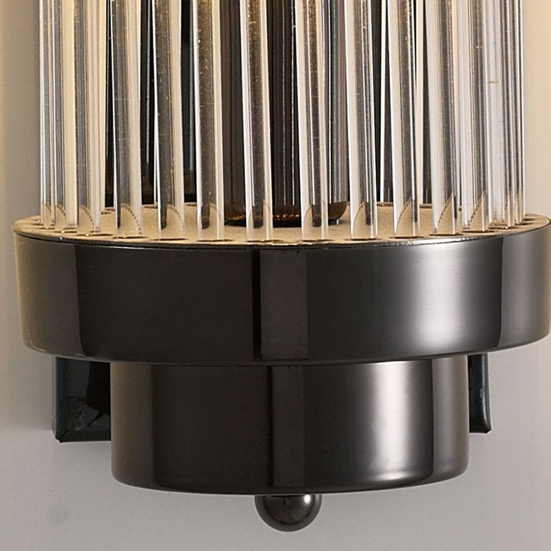 2 - Light Flush Mount Metal and Crystal Post Modern Wall Sconce in Black / Gold