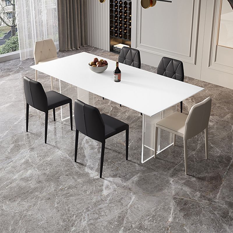 Modern Sintered Stone Top Dining Table Rectangle Table with Plastic Base